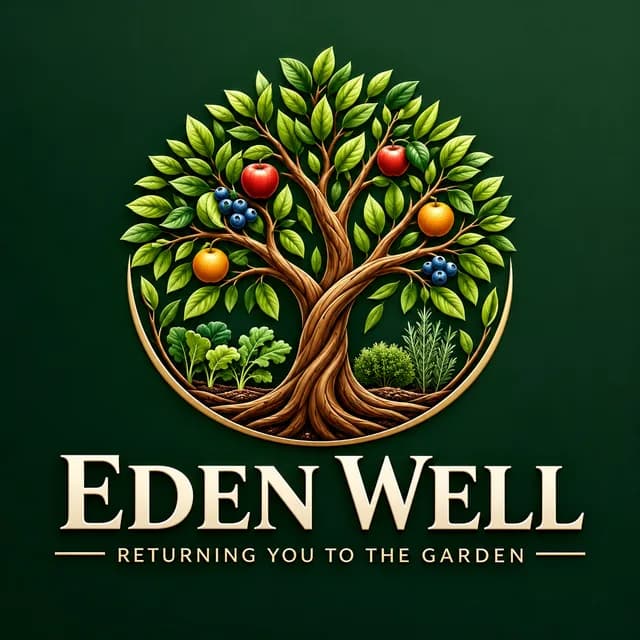 Eden Well logo: a fruit-bearing tree in a gold ring
